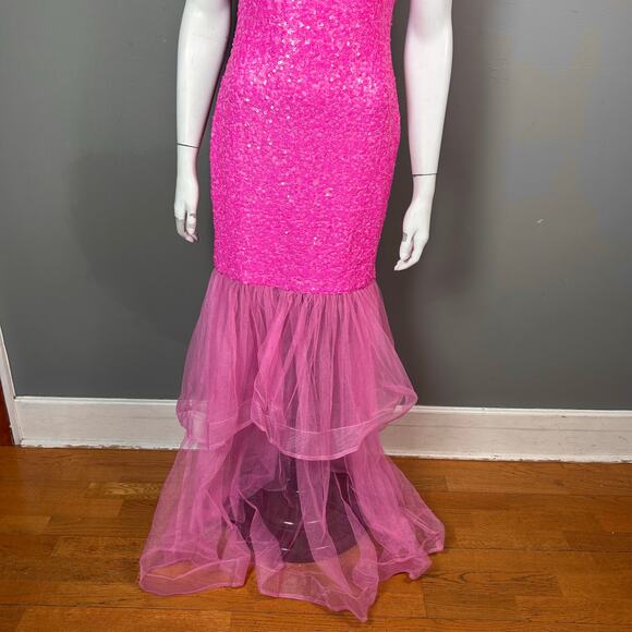 Faeriesty Mermaid dress Gown Size L Hot Pink sequins fairy Legally Blonde Prom - Picture 5 of 12